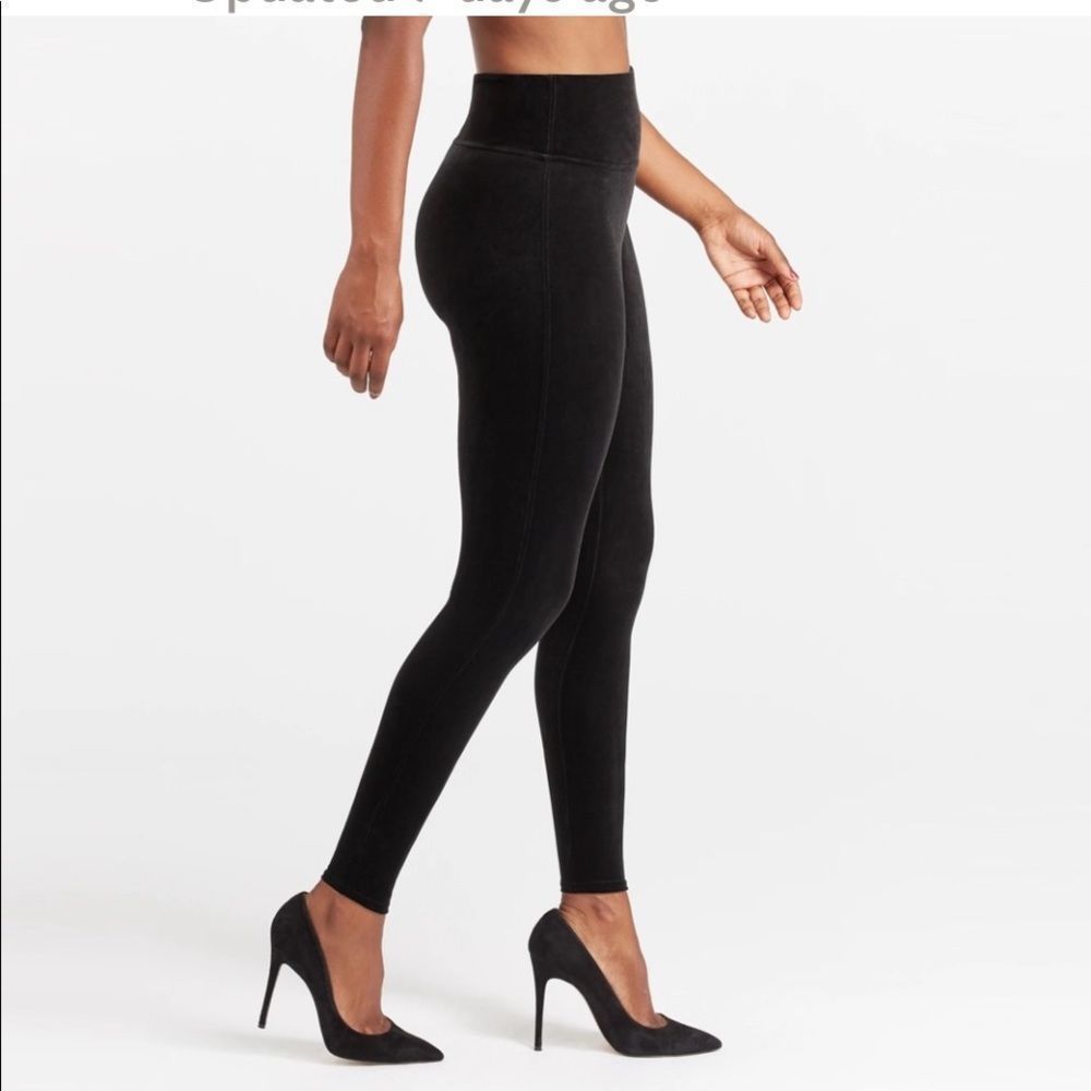 Spanx Like New Velvet Velour Black High Rise Leggings Shapewear Size XL